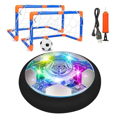 ATUMY Hallenfußballtraining Fussball trainingszubehör Air Power Schwebeball mit LED-Licht und Schaumstoffstoßstange, Spielzeug für drinnen und draußen, schwebender Fußball(Color Ball with Door) von ATUMY