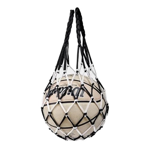 ATUMY Hallenfußballtraining Fussball trainingszubehör Fußball-Netztasche, Nylon, Bold-Aufbewahrungsausrüstung, Outdoor-Sportarten, Fußball, Basketball, Volleyball(Black-White) von ATUMY