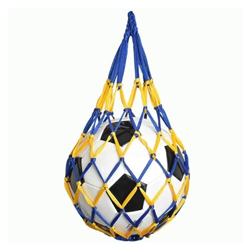 ATUMY Hallenfußballtraining Fussball trainingszubehör Fußball-Netztasche, Nylon, Bold-Aufbewahrungsausrüstung, Outdoor-Sportarten, Fußball, Basketball, Volleyball(Blue-Yellow) von ATUMY