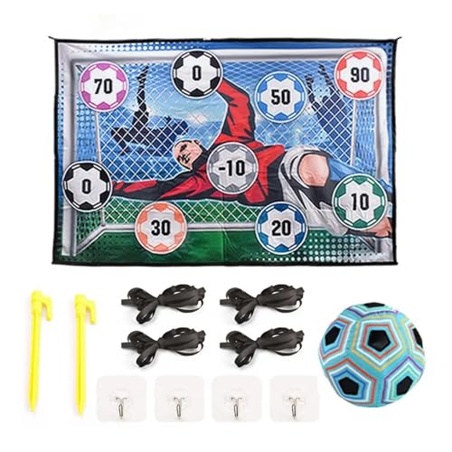 ATUMY Hallenfußballtraining Fussball trainingszubehör Kinder-Fußballspielset für Jungen, Indoor-Fußballmatte mit Zielflächen, üben, schießen, verbessern Sie Ihre Fußballfähigkeiten(Blue A) von ATUMY