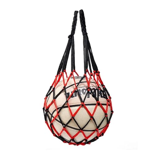 ATUMY Hallenfußballtraining Fussball trainingszubehör Fußball-Netztasche, Nylon, Bold-Aufbewahrungsausrüstung, Outdoor-Sportarten, Fußball, Basketball, Volleyball(Black-red) von ATUMY