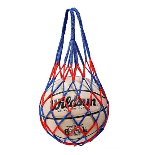 ATUMY Hallenfußballtraining Fussball trainingszubehör Fußball-Netztasche, Nylon, Bold-Aufbewahrungsausrüstung, Outdoor-Sportarten, Fußball, Basketball, Volleyball(Blue-red) von ATUMY