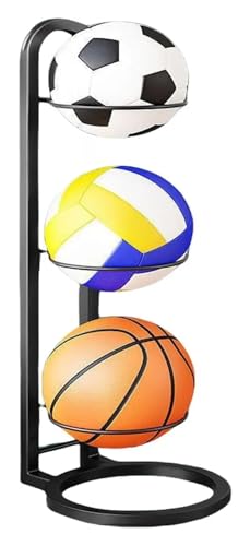 ATUMY Hallenfußballtraining Fussball trainingszubehör Indoor Multi-Layer Basketball Lagerregal Fußball Display Regal Kindergarten Volleyball Ständer Halter Guss(3 Layers) von ATUMY