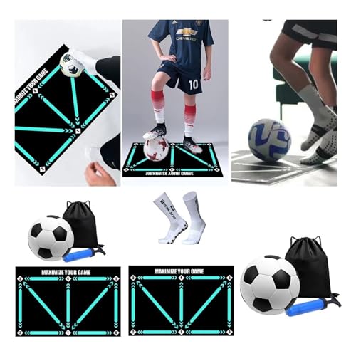 ATUMY Hallenfußballtraining Fussball trainingszubehör Neue Fußball-Trainingsmatte, langlebig, rutschfest, faltbar, für Kinder und Erwachsene, Dribbel-Trainingsmatte, Fußballtraining(Football Set) von ATUMY