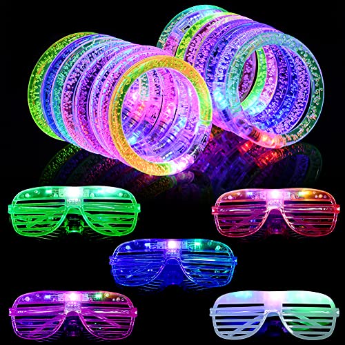 AUAUY 15 PCS Partyzubehör für Kinder, LED-Leuchtspielzeug LED Blinkende Armbänder und Gläser Leuchten im Dunkeln, Geburtstagsgeschenke für Kinder und Erwachsene Preise Box-Spielzeug von AUAUY