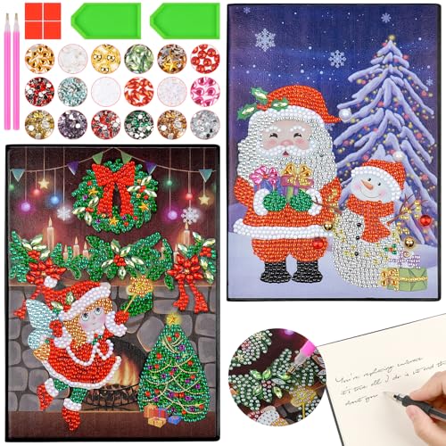 AUAUY Basteln Mädchen 7 8 9 10 Jahre, A5 Notizbuch Diamantmalerei, 5D DIY Diamond Pasted Painting Notebook Kits, Strass Diamant Malerei Notizbuch, Blanko Tagebuch aus Leder für Schülerbüro Schulbedarf von AUAUY