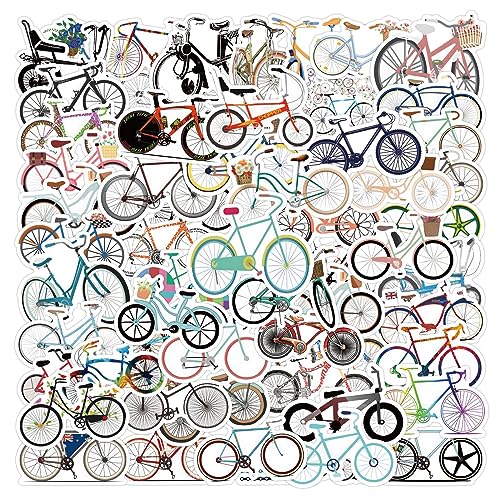 AUCEKO 100 Stück Retro-Fahrrad Aufkleber Pack Retro-Fahrrad Sticker Set wasserdichte Vinyl Sticker für Laptop Kinder Autos Motorrad Fahrrad Skateboard Gepäck Koffer Computer Aufkleber Graffiti Decal von AUCEKO