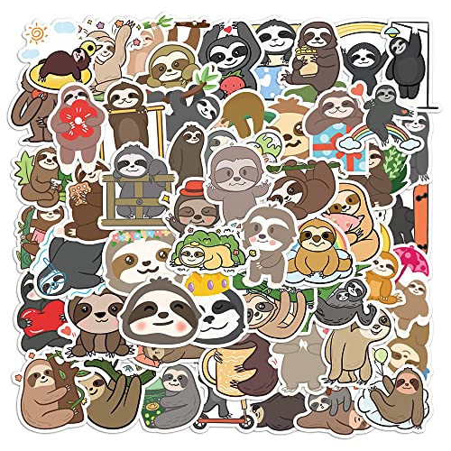 AUCEKO 50 Stück Faultier Aufkleber Pack Sloth Sticker Set wasserdichte Vinyl Sticker für Laptop Kinder Autos Motorrad Fahrrad Skateboard Gepäck Koffer Computer Aufkleber Graffiti Decal von AUCEKO