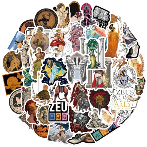 50 Stück Greek Mythology Aufkleber Pack Griechischer Mythos Sticker Set wasserdichte Vinyl Sticker für Laptop Kinder Autos Motorrad Fahrrad Skateboard Gepäck Koffer Computer Aufkleber Graffiti Decal von AUCEKO