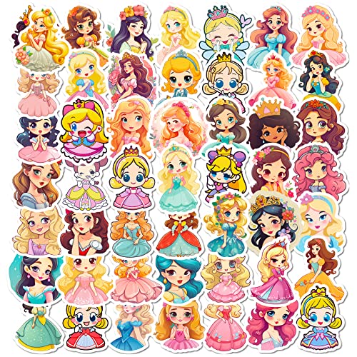 50 Stück Mädchen Prinzessin Aufkleber Pack Maiden Princess Sticker Set Wasserdichte Vinyl Sticker für Laptop Kinder Autos Motorrad Fahrrad Skateboard Gepäck Koffer Computer Aufkleber Graffiti Decal von AUCEKO