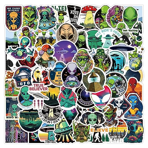 AUCEKO 62 Stück Außerirdische Aufkleber Pack Space Alien Sticker Set wasserdichte Vinyl Sticker für Laptop Kinder Autos Motorrad Fahrrad Skateboard Gepäck Koffer Computer Aufkleber Graffiti Decal von AUCEKO