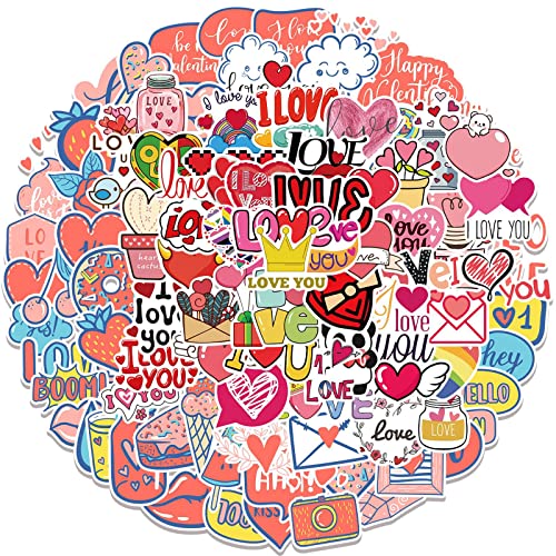 AUCEKO 100 Stück Valentine's Day Aufkleber Pack Love Sticker Set wasserdichte Vinyl Sticker für Laptop Kinder Autos Motorrad Fahrrad Skateboard Gepäck Koffer Computer Aufkleber Graffiti Decal von AUCEKO