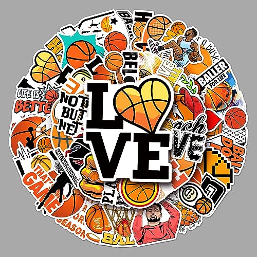 AUCEKO 50 Stück Basketball Aufkleber Pack Basketball Sticker Set wasserdichte Vinyl Sticker für Laptop Kinder Autos Motorrad Fahrrad Skateboard Gepäck Koffer Computer Aufkleber Graffiti Decal von AUCEKO