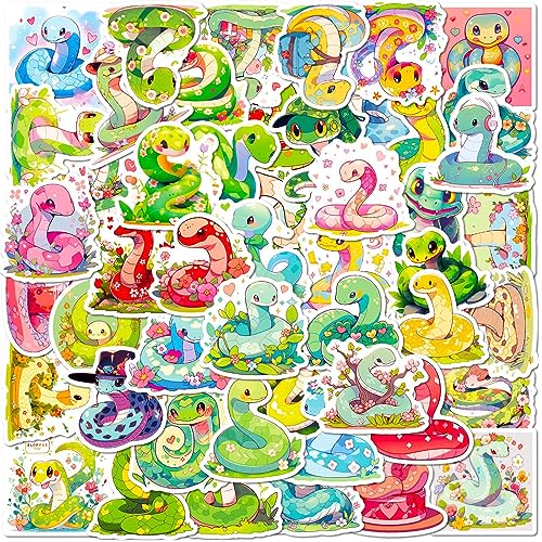 AUCEKO 50 Stück Cartoons Schlange Aufkleber Pack Snake Sticker Set wasserdichte Vinyl Sticker für Laptop Kinder Autos Motorrad Fahrrad Skateboard Gepäck Koffer Computer Aufkleber Graffiti Decal von AUCEKO