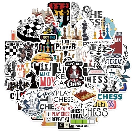 AUCEKO 50 Stück Chess Aufkleber Pack Schachklasse Sticker Set wasserdichte Vinyl Sticker für Laptop Kinder Autos Motorrad Fahrrad Skateboard Gepäck Koffer Computer Aufkleber Graffiti Decal von AUCEKO