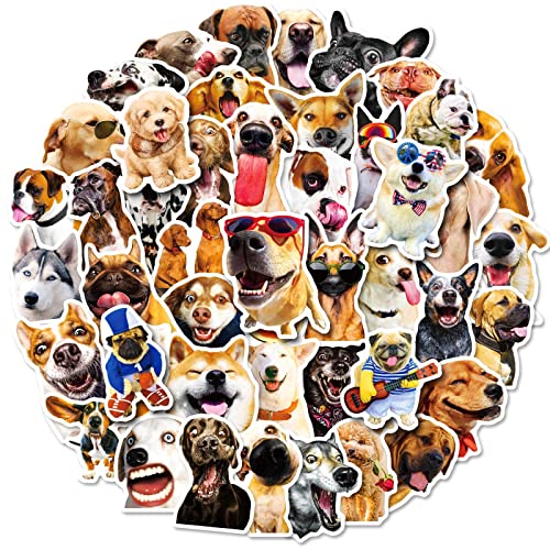 AUCEKO 50 Stück Echte Hunde Aufkleber Pack Hunde Sticker Set wasserdichte Vinyl Sticker für Laptop Kinder Autos Motorrad Fahrrad Skateboard Gepäck Koffer Computer Aufkleber Graffiti Decal von AUCEKO