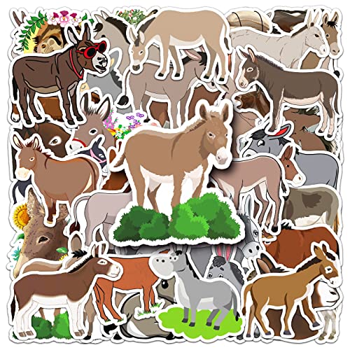 AUCEKO 50 Stück Esel Aufkleber Pack Donkey Sticker Set wasserdichte Vinyl Sticker für Laptop Kinder Autos Motorrad Fahrrad Skateboard Gepäck Koffer Computer Aufkleber Graffiti Decal von AUCEKO