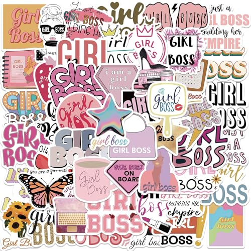 AUCEKO 50 Stück Girl BOSS Aufkleber Pack Girl BOSS Sticker Set wasserdichte Vinyl Sticker für Laptop Kinder Autos Motorrad Fahrrad Skateboard Gepäck Koffer Computer Aufkleber Graffiti Decal von AUCEKO