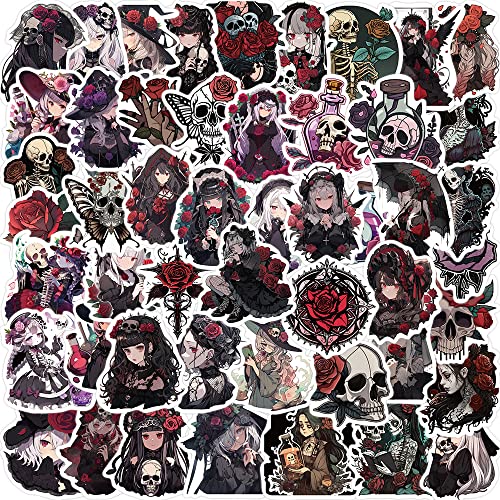 AUCEKO 50 Stück Gothic Rose Girl Aufkleber Pack Gothic Sticker Set wasserdichte Vinyl Sticker für Laptop Kinder Autos Motorrad Fahrrad Skateboard Gepäck Koffer Computer Aufkleber Graffiti Decal von AUCEKO