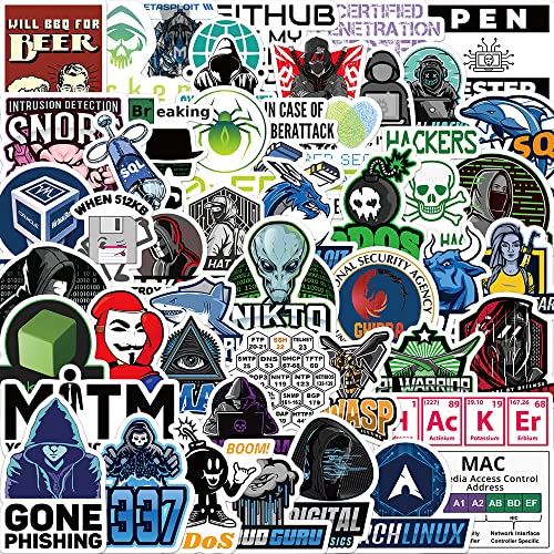 AUCEKO 50 Stück Hacker Aufkleber Pack Hacker Sticker Set wasserdichte Vinyl Sticker für Laptop Kinder Autos Motorrad Fahrrad Skateboard Gepäck Koffer Computer Aufkleber Graffiti Decal von AUCEKO