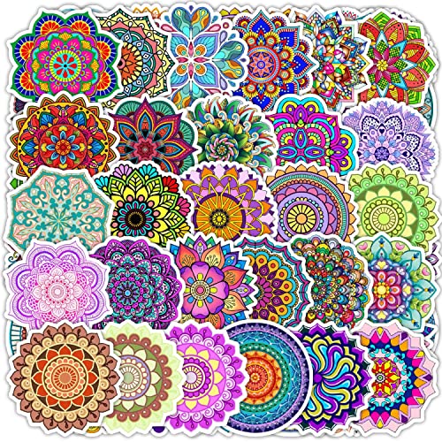 AUCEKO 50 Stück Mandala Aufkleber Pack Mandala Sticker Set wasserdichte Vinyl Sticker für Laptop Kinder Autos Motorrad Fahrrad Skateboard Gepäck Koffer Computer Aufkleber Graffiti Decal von AUCEKO