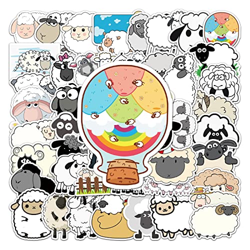 AUCEKO 50 Stück Schafe Aufkleber Pack Sheep Sticker Set wasserdichte Vinyl Sticker für Laptop Kinder Autos Motorrad Fahrrad Skateboard Gepäck Koffer Computer Aufkleber Graffiti Decal von AUCEKO