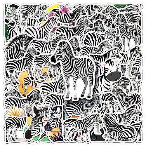 AUCEKO 50 Stück Tier Zebra Aufkleber Pack Zebra Sticker Set wasserdichte Vinyl Sticker für Laptop Kinder Autos Motorrad Fahrrad Skateboard Gepäck Koffer Computer Aufkleber Graffiti Decal von AUCEKO