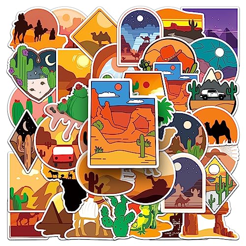 AUCEKO 50 Stück Wüste Aufkleber Pack Desert Sticker Set wasserdichte Vinyl Sticker für Laptop Kinder Autos Motorrad Fahrrad Skateboard Gepäck Koffer Computer Aufkleber Graffiti Decal von AUCEKO