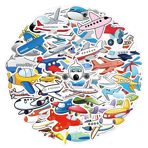 AUCEKO 60 Stück Flugzeuge Aufkleber Pack Plane Sticker Set wasserdichte Vinyl Sticker für Laptop Kinder Autos Motorrad Fahrrad Skateboard Gepäck Koffer Computer Aufkleber Graffiti Decal von AUCEKO