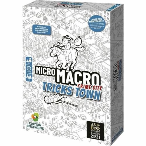 Tricks Town est le troisieme volet aus der MicroMacro-Serie – Crime City et renferme 16 neue Verankerungen für eine Challenge Encore plus Korsett! Les Criminels ont encore frappé, ce nouvel opus von Blackrock Games