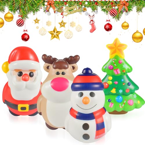 4 Stück Weihnachten Squishy Spielzeug,Stressabbau Blase Spielzeug,Squeeze Spielzeug,Weihnachtsthemen Squishy Toys,Squishy Spielzeug Anti Stress Spielzeug,für Kinder Erwachsene Jungen Mädchen von AUEJACKY