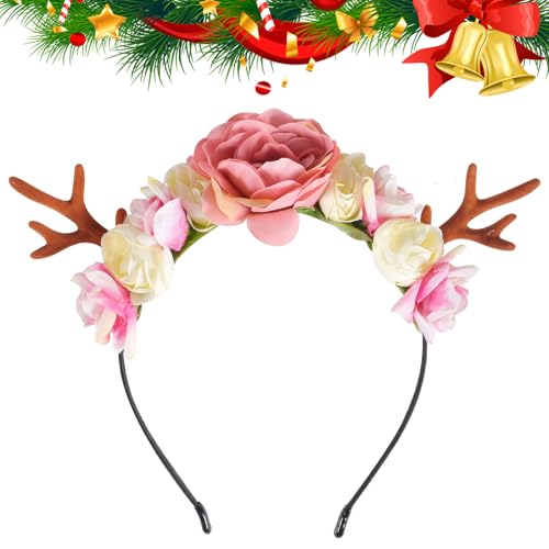 AUEJACKY Weihnachten Rentiergeweih Stirnband,Weihnachts Kostüm Stirnband, Kinder Blume Stirnband, passend für Weihnachten dress up, Party dress up, Fotos, Requisiten, Kleidung Zubehör von AUEJACKY