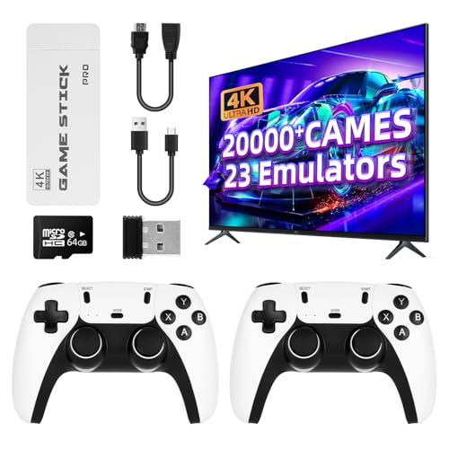 AUFGLO Retro Games Console Video Game Consoles with 2Pack Game Controllers, 64GB Built-in Card 30000+ Games, 1080P/720P HDMI Display Arcade (White+Black) von AUFGLO