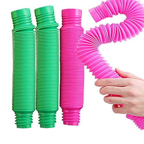 Pop Tubes Fidget-Spielzeug für Kinder und Erwachsene, 4 Stück, X-große Pop-Röhren, sensorisches Spielzeug (mehrfarbig) von AUFIKR