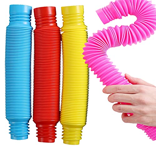 Fidget Pop Tube Spielzeug für Kinder und Erwachsene, 4 X-große Pop-Röhren, sensorisches Spielzeug (mehrfarbig) von AUFIKR