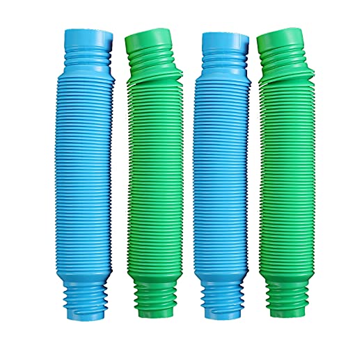 Fidget Pop Tube Spielzeug für Kinder und Erwachsene, 4 x große, mehrfarbige Tuben, sensorisches Spielzeug (blau und grün) von AUFIKR