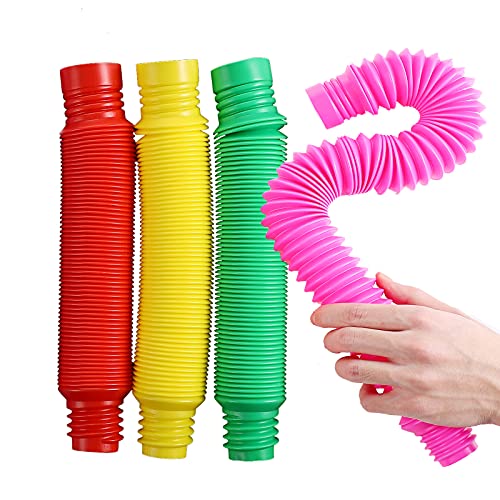 Pop Tubes Fidget-Spielzeug für Kinder und Erwachsene, 4 Stück, X-große Pop-Röhren, sensorisches Spielzeug (Rot/Gelb/Grün/Rosa) von AUFIKR