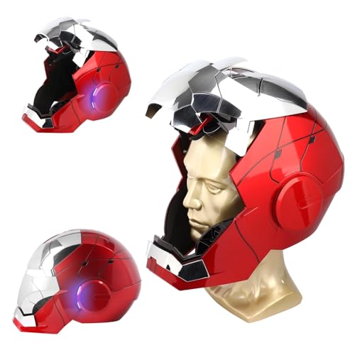 Iron-Man MK 5 tragbarer elektronischer Helm mit Sprach- und Fernbedienung, LED-Augen und Soundeffekten – perfektes Superhelden-Cosplay, Filmrequisite und Sammlerstück für Erwachsene – ideales Geschenk von AUGMAXI