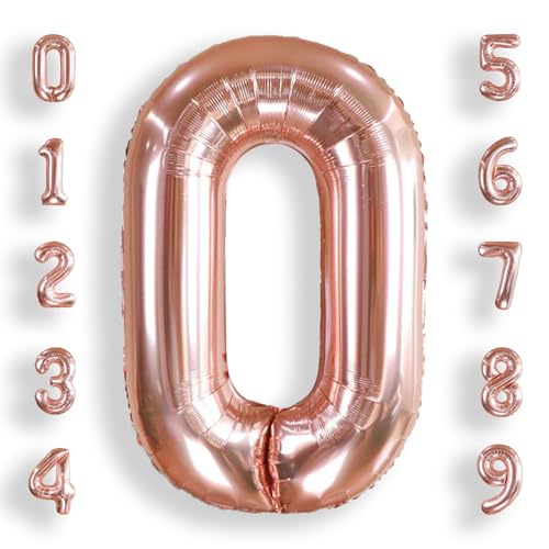 AULE Luftballon Zahl 0 Rosegold: XXL 101 cm Zahlen Folienballon Geburtstag Rose Gold 0 Jahre Helium Ballon Roségold Kinder Junge Mädchen Zahlenballon für Babyparty Jubiläum Deko AULE Luftballon Zahl 0 Rosegold: XXL 101 cm Zahlen Folienballon Geburtstag Rose Gold 0 Jahre Helium Ballon Roségold Kinder Junge Mädchen Zahlenballon für Babyparty Jubiläum Deko von AULE