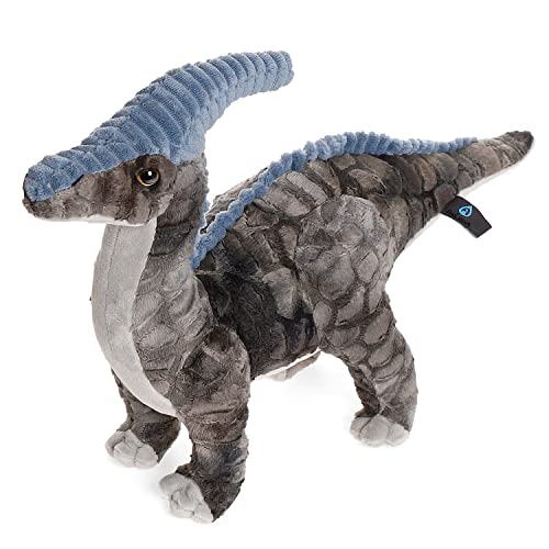 Dinosaurier-Plüschtier, 40,6 cm, Parasaurolophus-Stofftier-Überwurf, Plüschkissen, weich, grau, flauschig, Freund, Umarmungskissen – Geschenk für jedes Alter und jeden Anlass von AULUDA