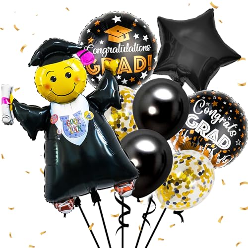 AUNGKWANG 8 Stück Abschluss-Luftballons, Abschluss-Folienballons für Frauen, Abschluss-Ballon-Set, Abschluss-Party-Dekorationen, Schulabschluss-Zeremonie, Abschluss-Zertifikat, Geschenk-Dekorationen von AUNGKWANG