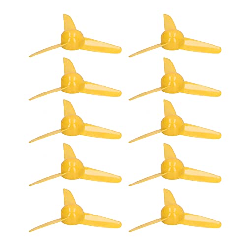 AUNMAS 10PCS Propeller 2mm Welle 3 Flügel Propeller, Kunststoff Propeller ABS 3 Flügel Lüfterblätter für Schiffsmodell RC Boot Flugzeug Wissenschaft Bildung Spielzeug (Yellow) von AUNMAS