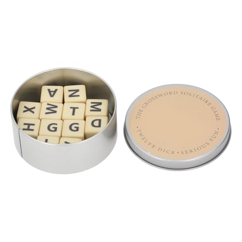 AUNMAS Würfel-Kreuzworträtsel-Spiel, Kunststoff-Kreuzworträtsel-Scrabble-Spiel, 12 Englische Buchstabenwürfel, Kreuzworträtsel-Spiel mit Aufbewahrungsbox für Rechtschreibübungen, (Silver) von AUNMAS