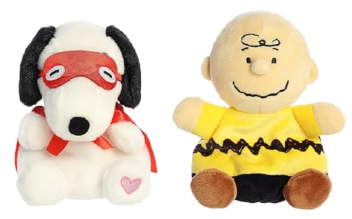 Aurora Peanuts Valentines Palm Pals 2 Piece Bundle, Charlie Brown and Snoopy Kissing Bandit 5 inch von Aurora