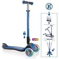 AUTHENTIC SPORTS & TOYS 444-400 GLOBBER ELITE DELUXE LIGHTS Kinderscooter dunkelblau, mit Leuchtrollen von AUTHENTIC