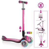 AUTHENTIC SPORTS & TOYS 444-410 GLOBBER ELITE DELUXE LIGHTS Kinderscooter deep pink, mit Leuchtrollen von AUTHENTIC