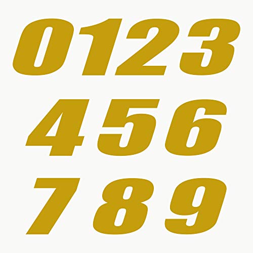 Autodomy Motorrad Motocross Nummer 10 Stücke | Startnummer Aufkleber Sie widerstehen Regen und Sonne | Vinyl Number Stickers Gold von AUTODOMY