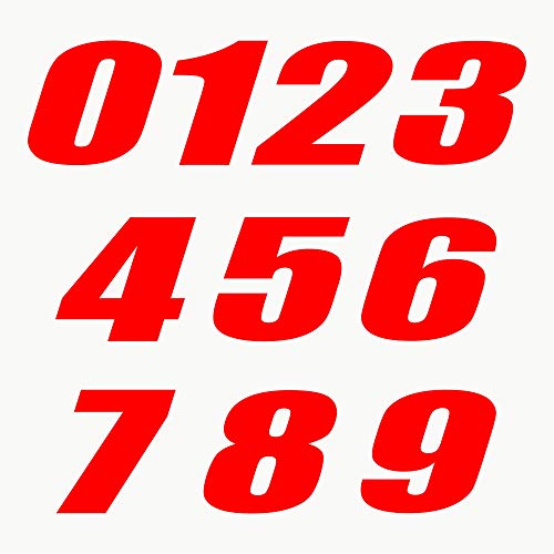 Autodomy Motorrad Motocross Nummer 10 Stücke | Startnummer Aufkleber Sie widerstehen Regen und Sonne | Vinyl Number Stickers Rot von AUTODOMY