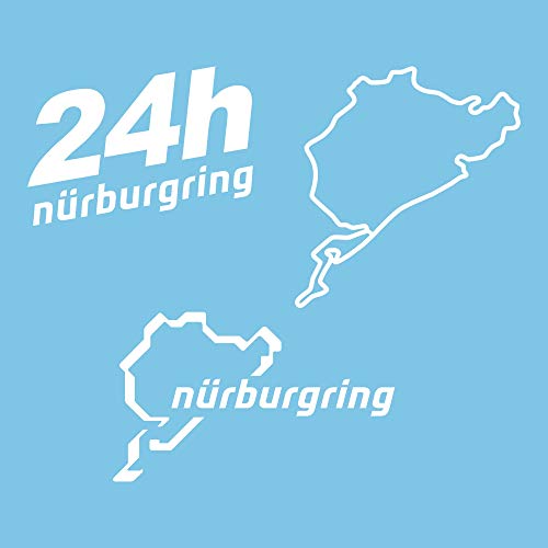 AUTODOMY Nürburgring Aufkleber 24h Paket 3 Stück | Nürburgring Aufkleber Auto oder Motorrad | Beständig gegen Regen, Sonne und Waschstraßen (Weib) von AUTODOMY