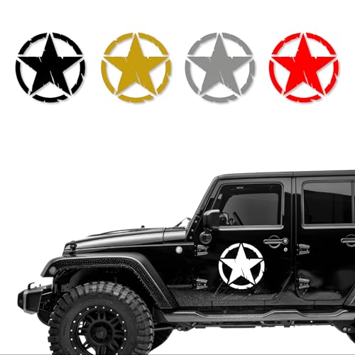 Autodomy Pack mit 2 Sticker Sterne | Militär Aufkleber Beständig gegen Regen und Sonne | Aufkleber für Auto 4x4 Offroad Geländewagen | Us Army Sticker (Weib, 10 cm) von AUTODOMY